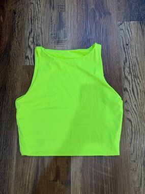 Neon Lime High-Neck Crop Tank Top - Women